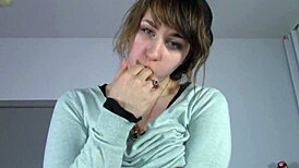 This teen brunette slut begs to be impregnated in dirty talk roleplay