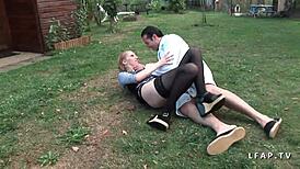 cindy picardie gets deeply assfucked in the garden under the open sky