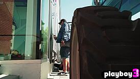 alexandra tyler poses and exposes her big tits outdoor