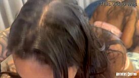 Brunette slut begs for milk, gets fucked doggy