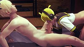 Yaoi Femboy Vocaloid Len in Blowjob and Doggystyle Action