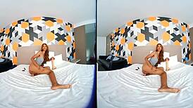 Fat porn star gets horny in 3D VR!