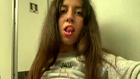 OMG, this teen is masturbating in an airplane toilet without panties and almost gets caught cumming! 😱