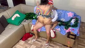 teen boy gives christmas blowjob to petite guy in anal assfucking