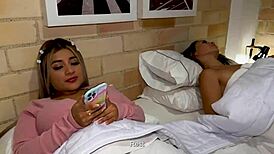 Wife and girlfriend share a bed for roleplay sex sessions