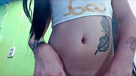 Transsexual Babe Teases in Pink Undies on Webcam