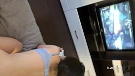 step sister gets roughly fucked while playing playstation