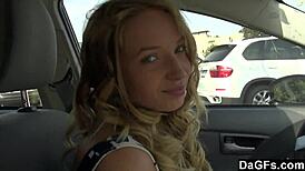 Blonde Teen Gives Hardcore Handjob in Car While Driving