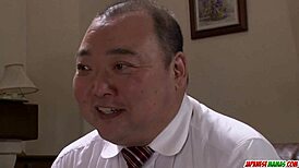 Japanese Housewife Mizuki Ogawa Licks and Vibes with an Old Guy in Steamy Scene