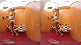 I feel Karol Lilien's passion for my cock in the shower and room