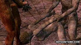 3D Cartoon Zombie Babe Double Teamed Outdoors Fantastically