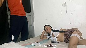 Feeling Excited, The Young Schoolgirl Waits For Her Stepbrother For School Tasks, Loving To Fuck After School In Medellin