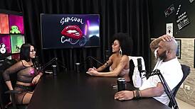 Safada flashes tits while chatting gang bang and dp tricks with Tifany Rocha!