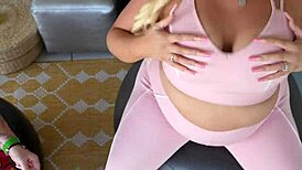 BBC Personal Trainer Enjoys Double Blowjob from Two Blonde BBWs