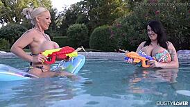Busty lovers join leanne crow and delzangel in the pool 😏