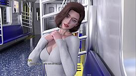 horny train ride with shaved curvy beauty