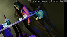 this lustful student babe gets wild at the club in 3d animation.