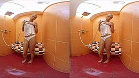 I feel Karol Lilien's passion for my cock in the shower and room