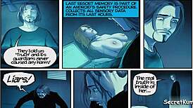 Advanced robot sex dolls engage in threesome fucking with big cocks and toys