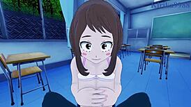 ochako uraraka and izuku midoriya have intense sex in this my hero academia hentai scene.