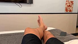 Stepmom caught her stepson jerking off in the room. She rode him hard in cowgirl style to teach a lesson