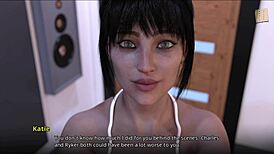 Brunette with big ass dominates in wild anime hentai game