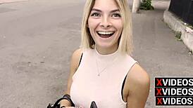 Petite Teen Picked Up in Bucharest Taxi for Outdoor Cowgirl Ride