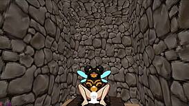 Yo, futanari barbarian heroine bangs monster girls in hentai game!