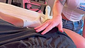 my slutty step sis caught me and grabbed my cock!