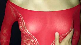 chica sexy in red body gets creamy tight pussy pounded in homemade porn part 1