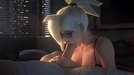 Damn, Mercy from Overwatch RIDES A COCK in wild 3D action!