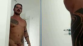 Rickpaixao, the rental husband, begins his first part with a deepthroat blowjob on a big cock in a homemade gay scene.