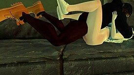 her big ass shaking as he pounds her interracial style