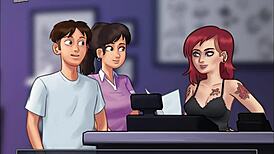 In Summertime Saga episode 206, the story unfolds with cartoon characters in hentai style