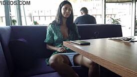 my wonderful stepsis lost the bet, gotta flash her pussy in public