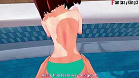 Anzu Mazaki Enjoys Poolside Fantasy Fucking In Bikini