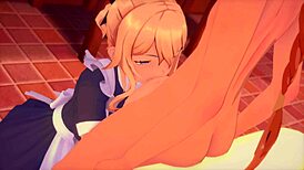 Damn! Maids Jean in wild Genshin Impact threesome!