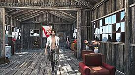 Sexy brunette relaxes at home in fallout 4