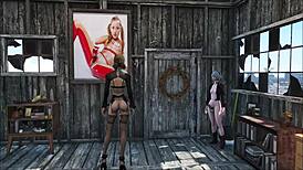 Sexy brunette relaxes at home in fallout 4