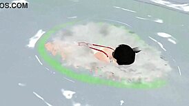 Anime girl swims in micro bikini