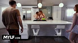 stacked lesbian lovers pull in foreign step-sibling students 😜