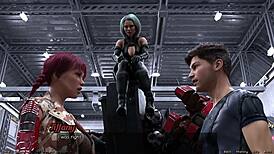 Stranded in space, exploring the cute robot girl