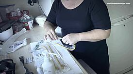 Dominatrix Mistress April Binds Slave Rose in Tight Tubes.