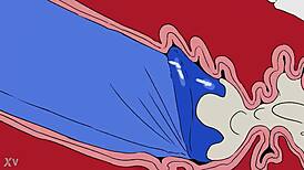 Yo, ever seen Frankie stuck in the wall? This hentai babe with big tits gets monster cock anal!