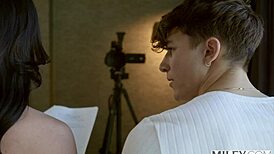 Milfy Stunner Jennifer Can't Resist Licking And Fucking Young Actor's Hairy Cock