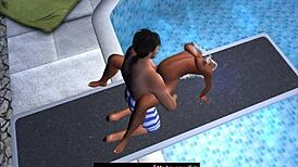 Taken Hard at the Public Swimming Pool Jumping Board