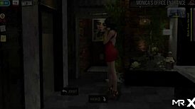 Secretaries in the game tease by showing their butts