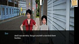 MILF and teen in My New Family 46 cartoon game.