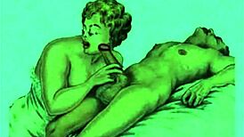 Vintage erotic art unfolds in captivating retro anime style