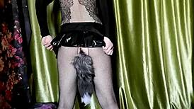 Eronekokun - Cute Fox Boy in Fishnet Suit Moaning Solo